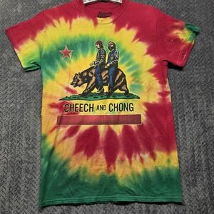Cheech and Chong Tie-Dye T-Shirt Men's Small Red Yellow Green Graphic Tee
